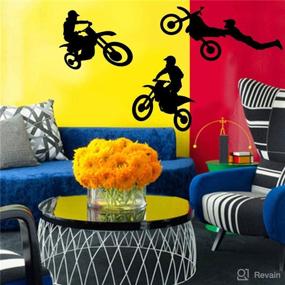 img 1 attached to 🏍️ HU SHA Motocross Wall Stickers: Rev Up Your Kids' Room with Extreme Sport Décor!