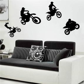 img 4 attached to 🏍️ HU SHA Motocross Wall Stickers: Rev Up Your Kids' Room with Extreme Sport Décor!