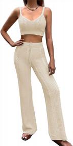 img 4 attached to Selowin Women'S Knit Loungewear Set With Wide Leg Pants - 2 Piece Sweatsuit Outfit