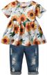 stylish floral ruffle tops and ripped jeans set for baby and toddler girls by derouetkia logo