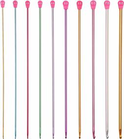 img 4 attached to Coopay Tunisian Crochet Hooks Set, 10 PCS Long Metal Crochet Hooks For Beginners, Multicolor Afghan Crochet Needles For Crocheting, Premium Knitting & Crochet Supplies For Crochet Yarn Crafts