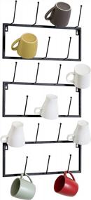 img 4 attached to Wall-Mounted Coffee Mug Rack With 21 Hooks – Black Metal Storage For Coffee Bar Accessories – Set Of 3