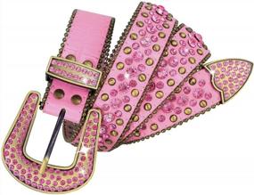 img 4 attached to Stylish Women'S Rhinestone Western Cowgirl Belt With Studded Design And Leather Finish - 35158 50158