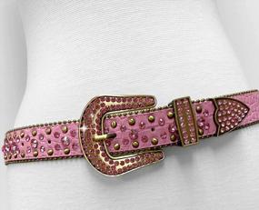 img 3 attached to Stylish Women'S Rhinestone Western Cowgirl Belt With Studded Design And Leather Finish - 35158 50158