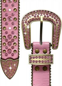 img 1 attached to Stylish Women'S Rhinestone Western Cowgirl Belt With Studded Design And Leather Finish - 35158 50158