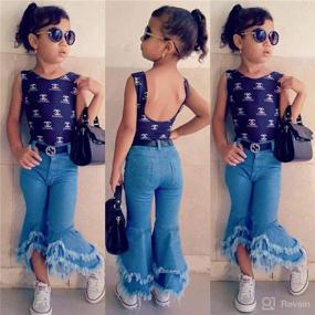 img 3 attached to Chic Little Girl's Vintage Skinny Denim Bell-Bottoms Jean Pants: Timeless Style for Trendy Youngsters