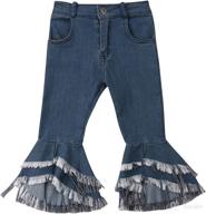 chic little girl's vintage skinny denim bell-bottoms jean pants: timeless style for trendy youngsters logo