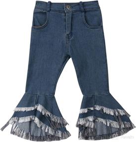 img 4 attached to Chic Little Girl's Vintage Skinny Denim Bell-Bottoms Jean Pants: Timeless Style for Trendy Youngsters