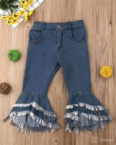 img 2 attached to Chic Little Girl's Vintage Skinny Denim Bell-Bottoms Jean Pants: Timeless Style for Trendy Youngsters