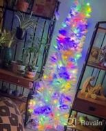 img 1 attached to 7.5Ft Prelit Pencil Christmas Tree - Warm White & Multi-Color Lights, Foldable Metal Stand, Alpine Slim Holiday Decoration For Xmas Home/Office/Party review by Pranav Osman