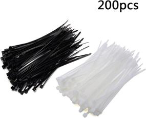img 1 attached to Mudder 4 Inch Nylon Cable Ties (200 Pieces): Black and White Options for Efficient Management
