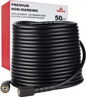 yamatic pressure washer hose 50 ft 1/4" kink free m22-14mm brass thread replacement for most brand pressure washers, 3200 psi logo