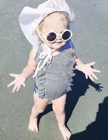 img 3 attached to Adorable Baby Girl Striped Bikini Beach Swimsuit + Headband Set - Perfect For Summer!