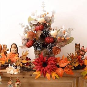 img 3 attached to Harvest Autumn Decorative Spray With Pumpkin, Pine Cone, And Eucalyptus Leaves - Set Of 6 Fall Picks And Branches For Indoor/Outdoor Table Centerpieces, Home Decoration