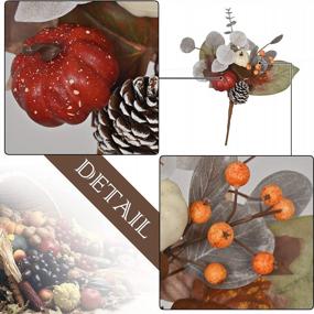 img 1 attached to Harvest Autumn Decorative Spray With Pumpkin, Pine Cone, And Eucalyptus Leaves - Set Of 6 Fall Picks And Branches For Indoor/Outdoor Table Centerpieces, Home Decoration