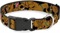 🐶 buckle-down scooby doo dog collar: stacked close up black with adjustable sizes for small, medium, and large dogs - plastic clip logo