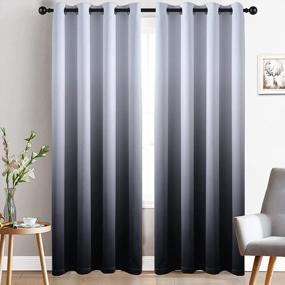 img 4 attached to Transform Your Space With Stylish Yakamok Blackout Ombre Curtains - Room Darkening Gradient Design, Thermal Insulated, Grommet Panels - Ideal For Living Room Or Bedroom - 2 Panels, 52X84 Inch Size