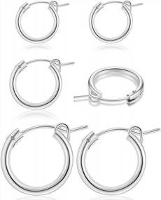 img 4 attached to Set Of 3 Pairs Small Gold Hoop Earrings For Women - Hypoallergenic S925 Sterling Silver Hoops In 14K Gold, Rose Gold, And Silver Plating Perfect For Girls And Women