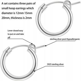 img 1 attached to Set Of 3 Pairs Small Gold Hoop Earrings For Women - Hypoallergenic S925 Sterling Silver Hoops In 14K Gold, Rose Gold, And Silver Plating Perfect For Girls And Women