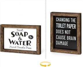 img 4 attached to Dahey 1 Pack Farmhouse Bathroom Wall Decor 2 Sides Funny Wood Sign With Saying, Toilet Paper Sign，Home Art Framed For Vintage Bath Laundry Room
