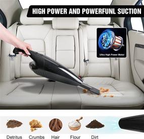 img 1 attached to 🚗 High Power Car Vacuum Cleaner - 7500Pa Portable Handheld Corded Cleaning Kit for Interior, Wet & Dry Pet Hair - Black