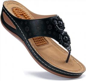 img 4 attached to Women'S Comfy Flip Flops W/ Arch Support: Ecetana Summer Casual Wedge Sandals Shoes
