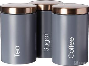 img 2 attached to 🔲 3-Piece Matte Gray Canister Set Collection by MegaChef