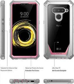 img 3 attached to Защитите свой LG V50 с помощью полноразмерного гибридного чехла Poetic Guardian Series — ударопрочного, со встроенной защитной пленкой для экрана, розовый/прозрачный