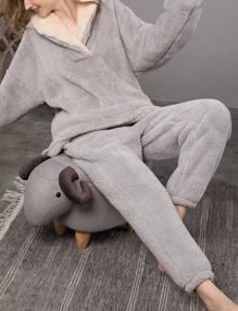 img 3 attached to Tanming Women'S Fluffy Pajamas Set: Fleece Pullover Pants Plush Loungewear Sleepwear