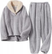 tanming women's fluffy pajamas set: fleece pullover pants plush loungewear sleepwear logo