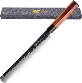 img 4 attached to 9Cr18MoV High Carbon Steel Brisket Slicing Knife From FINDKING Dynasty Series For Efficient Meat Carving And BBQ Cooking - Featuring African Rosewood Octagonal Handle, 12 Inches