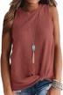 auselily womens sleeveless casual tops cute twist knot waffle knit shirts tank tops logo