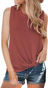 img 2 attached to AUSELILY Womens Sleeveless Casual Tops Cute Twist Knot Waffle Knit Shirts Tank Tops