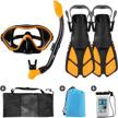 odoland kids snorkeling 6-in-1 packages set with full face mask, adjustable fins, beach blanket and waterproof case for age 9-15 boys & girls logo