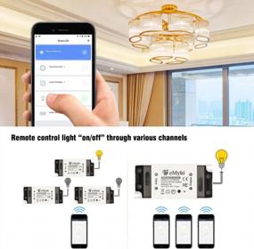 img 1 attached to Smart Wifi Switch By EMylo - Tuya Enabled Relay For Remote Control Of Lights And Outlets, Voice Control With Alexa & Google Assistant, Timer Functionality, 1 Channel, 90-250V AC, Pack Of 5