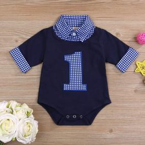 img 3 attached to Adorable Baby Boy'S First Birthday Plaid Romper Jumpsuit For Cake Smash Photoshoot