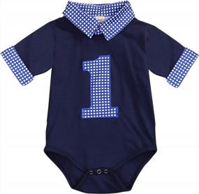 img 4 attached to Adorable Baby Boy'S First Birthday Plaid Romper Jumpsuit For Cake Smash Photoshoot
