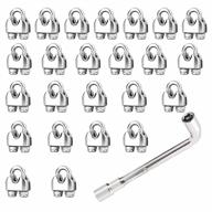 tootaci rope clamps,24pcs 1/4 stainless steel cable clamps with spanner,m6 wire rope clips with anti-loosening lock nuts,heavy duty u bolt wire rope clamp fastener for 6mm cable wire rope secure logo