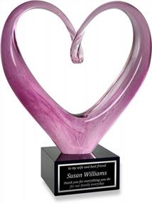 img 4 attached to Award For Wife - Heart Shaped Art Glass - Customized Trophy For Wife Or Girlfriend - Anniversary