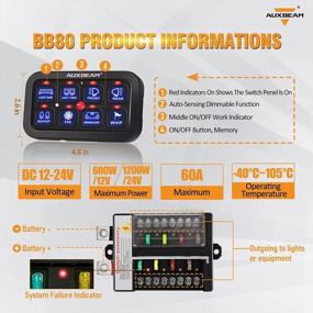 img 3 attached to Universal 8 Gang Switch Panel BB80 With Automatic Dimmable LED Switches For Car, Truck, Boat, UTV SUV - Circuit Control Relay System Box With Touch Switch Pod - Blue | 2 Year Warranty - Auxbeam