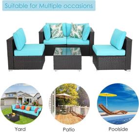 img 2 attached to Transform Your Outdoor Space With A Stunning 5 Piece Patio Furniture Set - HTTH Rattan Wicker Sofa Sectional In Turquoise!