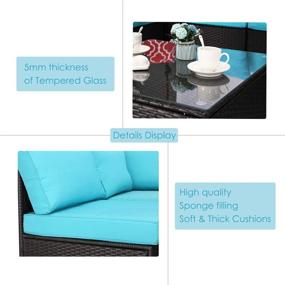 img 1 attached to Transform Your Outdoor Space With A Stunning 5 Piece Patio Furniture Set - HTTH Rattan Wicker Sofa Sectional In Turquoise!