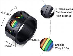 img 3 attached to Show Your Pride With Nanafast'S Rainbow LGBT Wedding Bands For Men - Stainless Steel Love Enamel Rings In Spinner Style And Anxiousness-Free