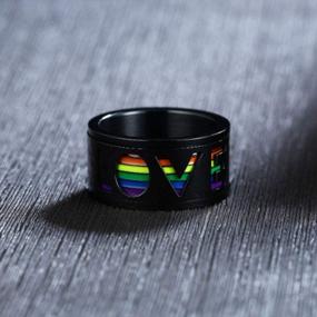 img 1 attached to Show Your Pride With Nanafast'S Rainbow LGBT Wedding Bands For Men - Stainless Steel Love Enamel Rings In Spinner Style And Anxiousness-Free