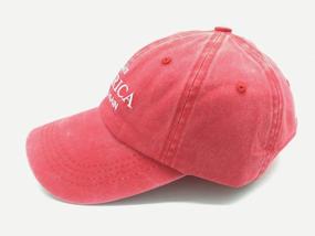 img 2 attached to Vintage Washed Cap Dad Hat With Embroidered 'Make America Great Again' Design For Women By Waldeal In Red