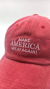 img 3 attached to Vintage Washed Cap Dad Hat With Embroidered 'Make America Great Again' Design For Women By Waldeal In Red