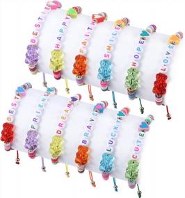 img 4 attached to 12 шт. браслеты из бисера для девочек-малышей Радужный детский милый комплект украшений для дружбы - Lorfancy