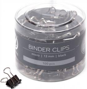 img 3 attached to U Brands Micro Binder Clips, ширина 1/2 дюйма, вместимость 1/5 дюйма для бумаги, упаковка из 100 штук из черной и серебристой стали — модель 650U08-24
