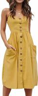 echoine women's summer dresses: floral boho spaghetti strap button down swing midi beach dress with pockets логотип