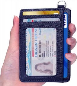 img 3 attached to RFID Блокирующий кошелек карманный - Стильный и минималистичный держатель для кредитных карт с отстегивающимся карабином - идеален как для мужчин, так и для женщин - экологически безопасный.